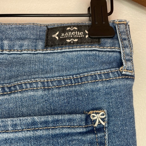 Nanette Lepore Belle High Rise Ankle Skinny Distressed Jeans Womens Size 4 Blue - Picture 5 of 7